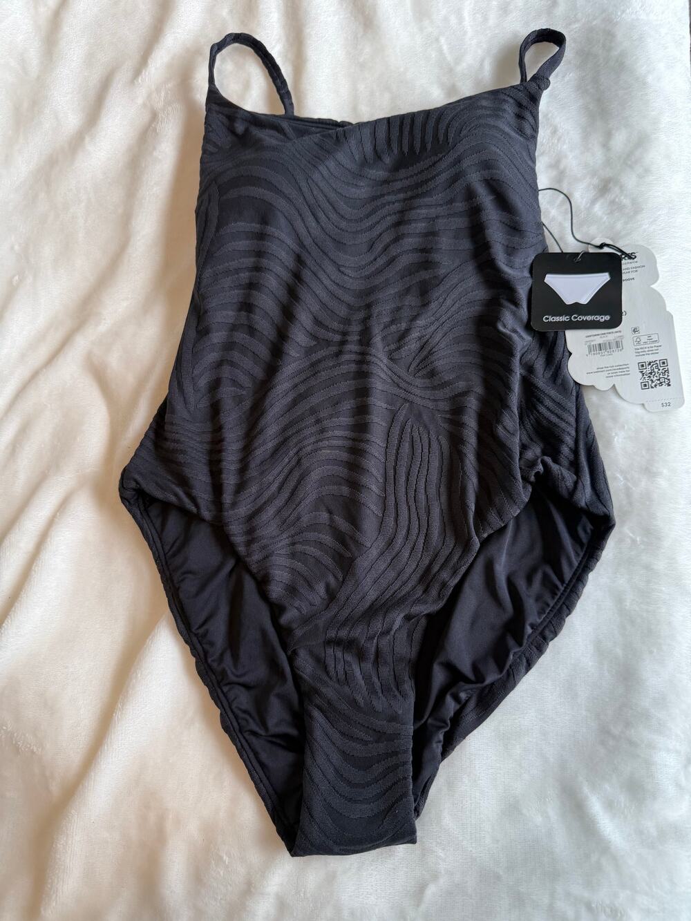 Love & Sports Jacquard Santorini Square Neck One-Piece Swimsuit